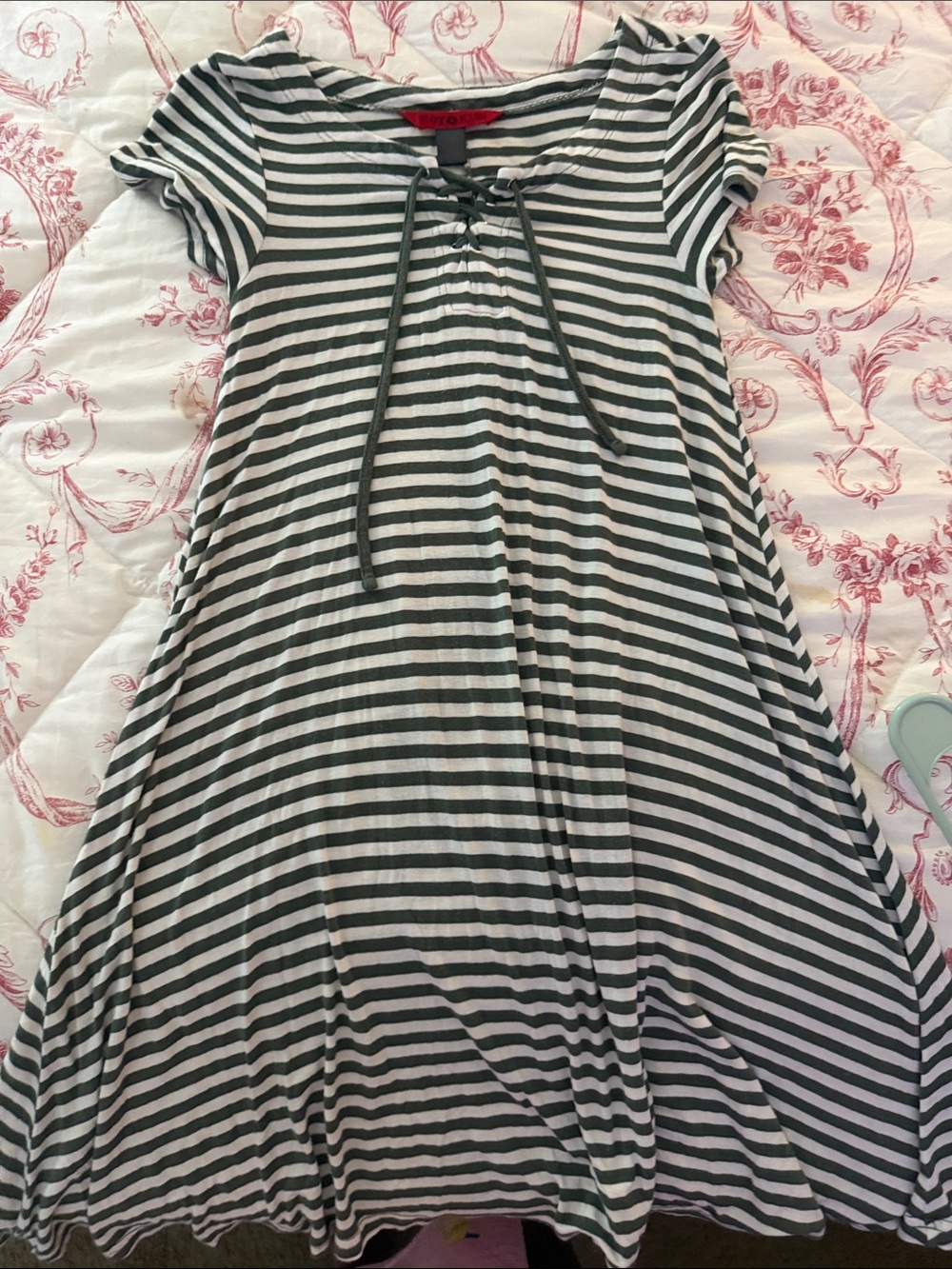 Hot Kiss Black and White Striped Lace-Up Casual Dress